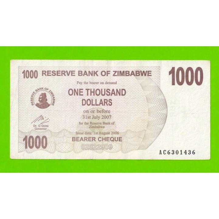 Зимбабве - 1000 долларов - 2006 (AC)