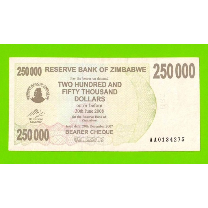 Зимбабве - 250000 долларов - 2007 (AA)