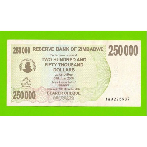 Зимбабве - 250000 долларов - 2007 (AA)