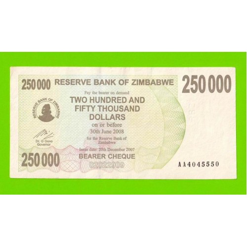 Зимбабве - 250000 долларов - 2007 (AA)