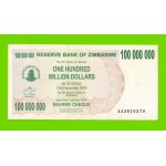 Зимбабве - 100000000 / 100 миллионов долларов - 2008 (AA)