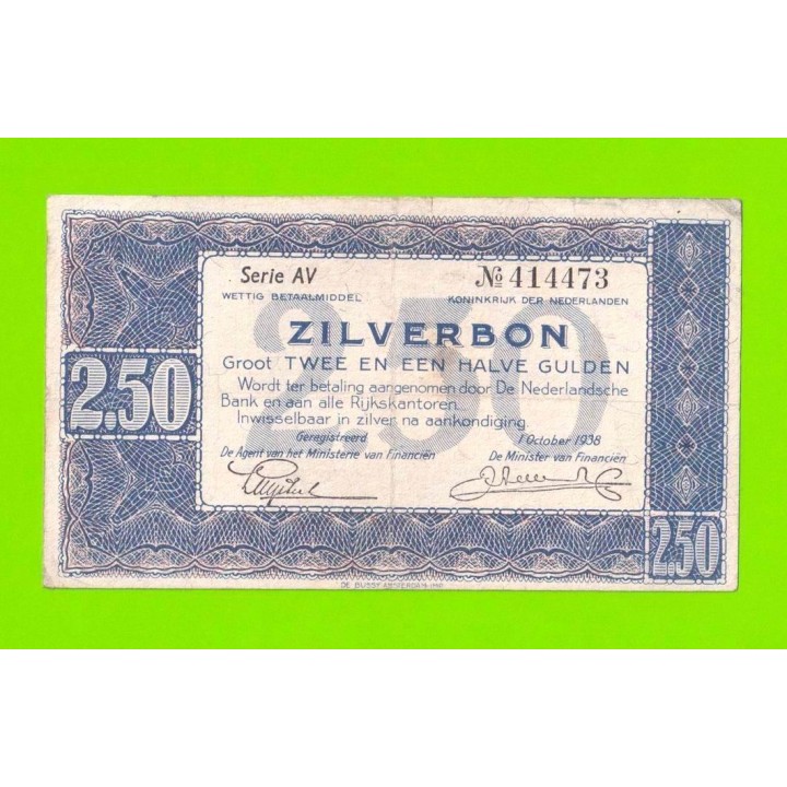 Нидерланды - 2,5 гульдена - 1938