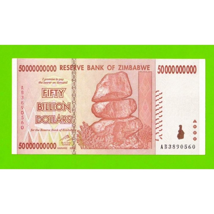 Зимбабве - 50000000000 / 50 миллиардов долларов - 2008 (AB) - aUNC!!!