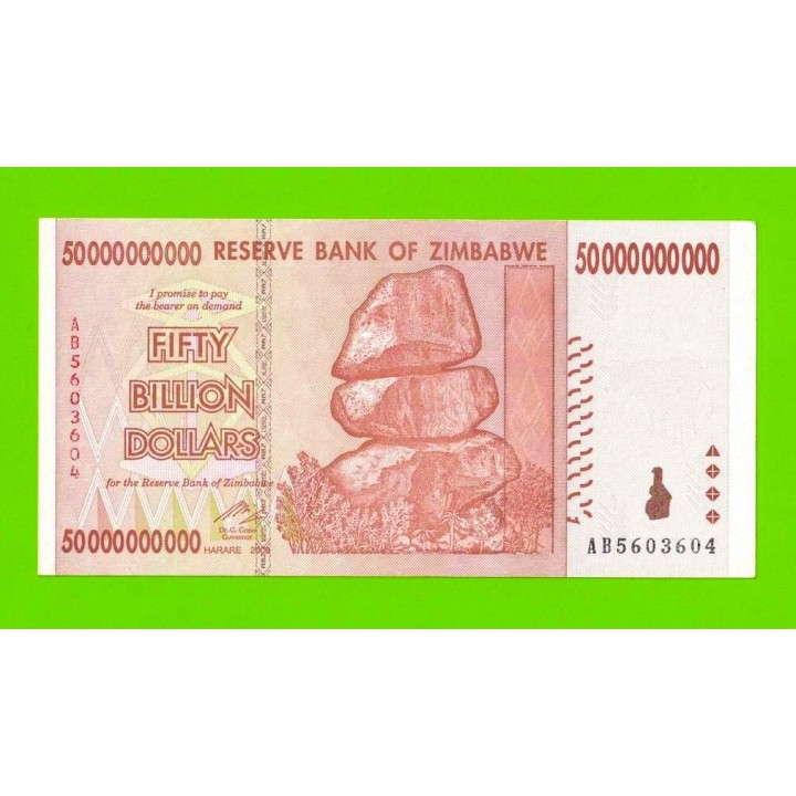 Зимбабве - 50000000000 / 50 миллиардов долларов - 2008 (AB) - aUNC!!!