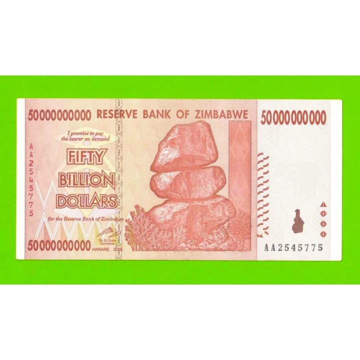 Зимбабве - 50000000000 / 50 миллиардов долларов - 2008 (AA) - XF+++!!!