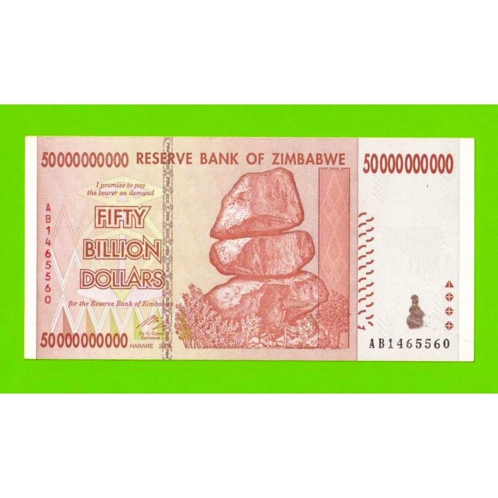 Зимбабве - 50000000000 / 50 миллиардов долларов - 2008 (AB) - aUNC!!!
