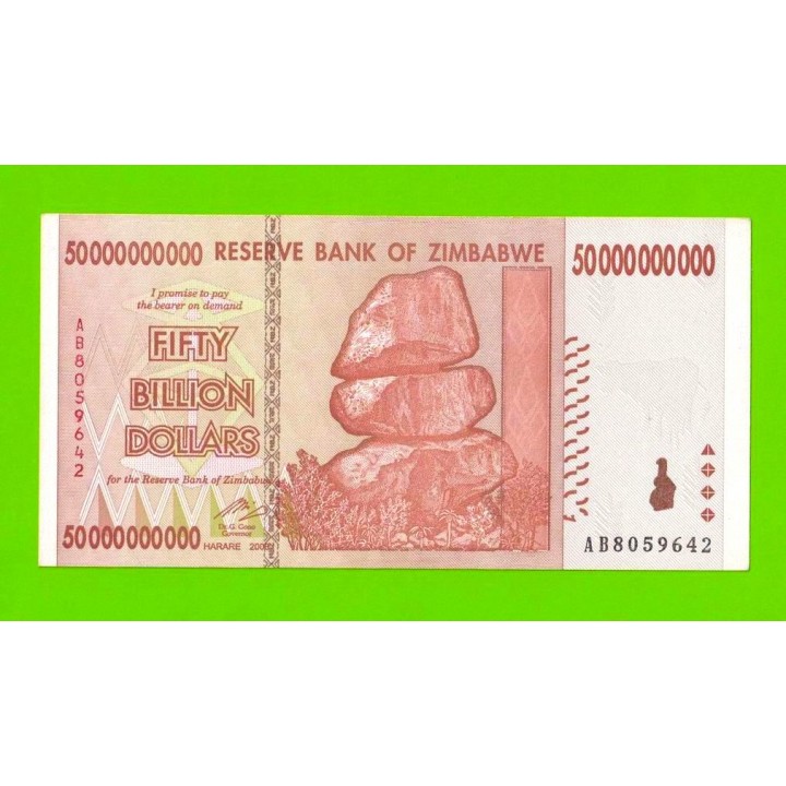 Зимбабве - 50000000000 / 50 миллиардов долларов - 2008 (AB) - XF!!!