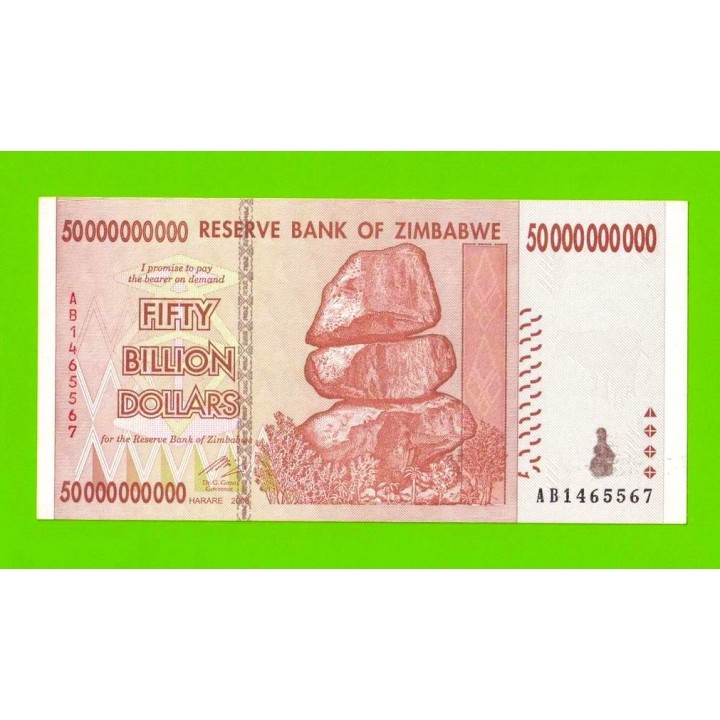 Зимбабве - 50000000000 / 50 миллиардов долларов - 2008 (AB) - aUNC!!!