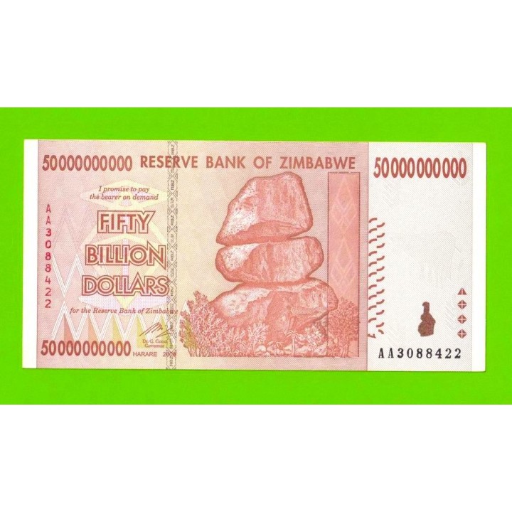 Зимбабве - 50000000000 / 50 миллиардов долларов - 2008 (AA) - XF+++!!!