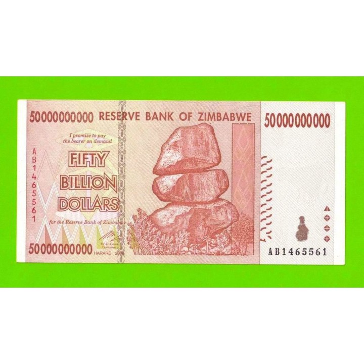 Зимбабве - 50000000000 / 50 миллиардов долларов - 2008 (AB) - aUNC!!!