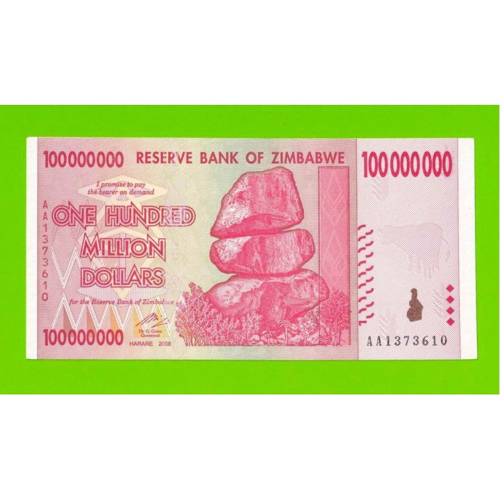 Зимбабве - 100000000 / 100 миллионов долларов - 2008 (AA)