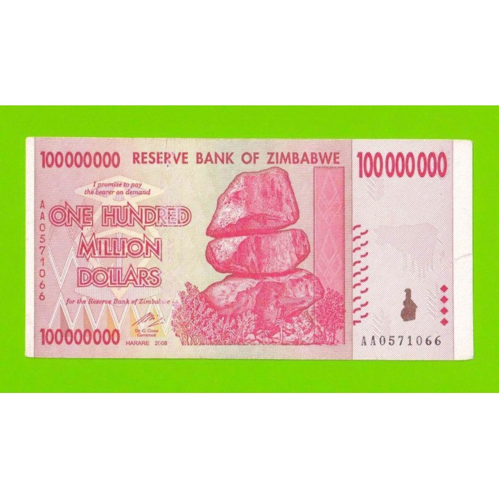 Зимбабве - 100000000 / 100 миллионов долларов - 2008 (AA)