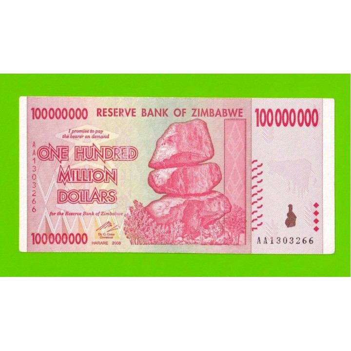 Зимбабве - 100000000 / 100 миллионов долларов - 2008 (AA)