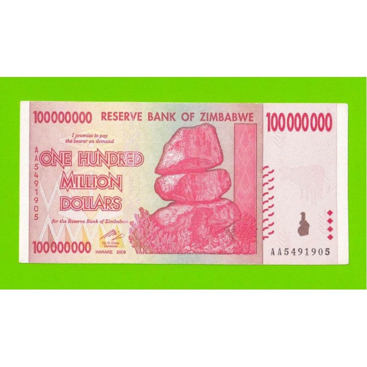 Зимбабве - 100000000 / 100 миллионов долларов - 2008 (AA)