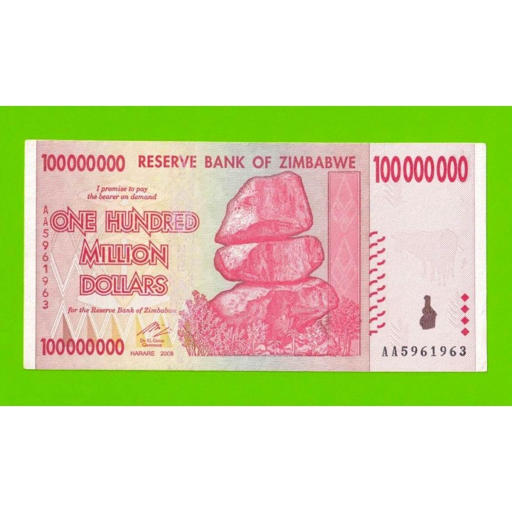 Зимбабве - 100000000 / 100 миллионов долларов - 2008 (AA)
