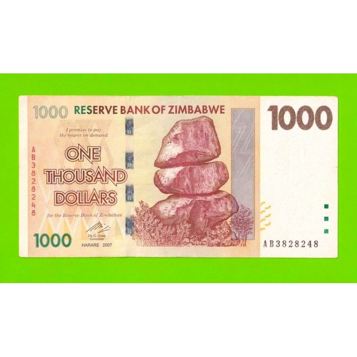 Зимбабве - 1000 долларов - 2007 (AB)