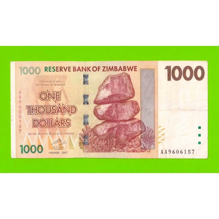 Зимбабве - 1000 долларов - 2007 (AA)