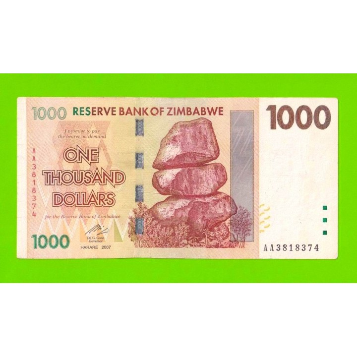 Зимбабве - 1000 долларов - 2007 (AA)
