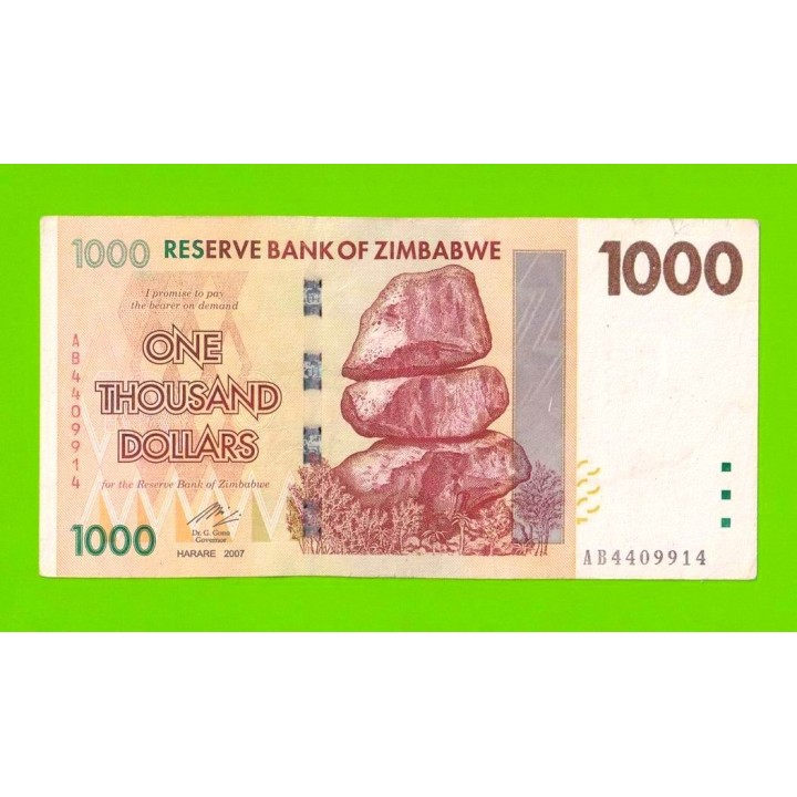 Зимбабве - 1000 долларов - 2007 (AB)