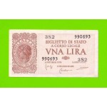 Италия - 1 лира - 1944 - XF+++!!!