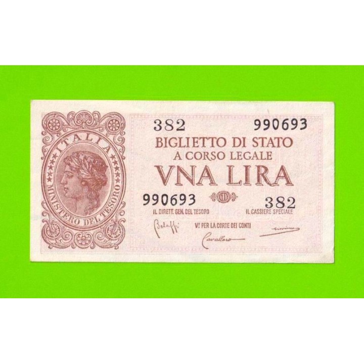 Италия - 1 лира - 1944 - XF+++!!!