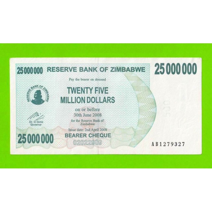 Зимбабве - 25000000 / 25 миллионов долларов - 2008 (AB)