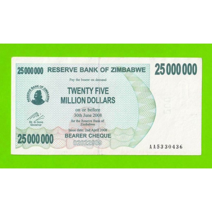 Зимбабве - 25000000 / 25 миллионов долларов - 2008 (AA)