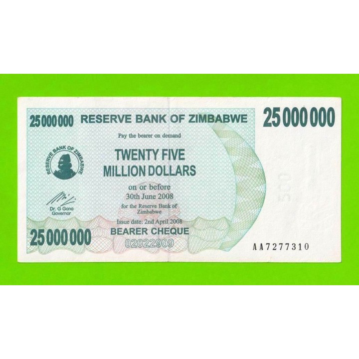 Зимбабве - 25000000 / 25 миллионов долларов - 2008 (AA)