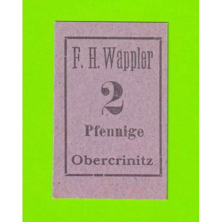 Германия (Obercrinitz) - 2 пфеннига - 1919 - НОТГЕЛЬД - UNC!!!