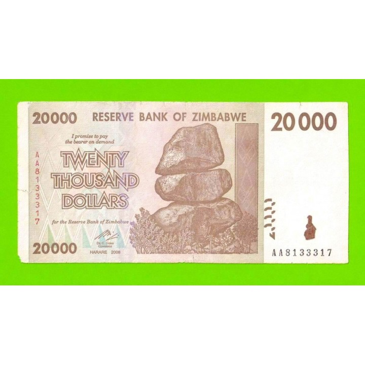 Зимбабве - 20000 долларов - 2008 (AA)