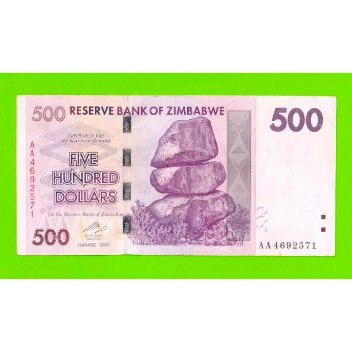 Зимбабве - 500 долларов - 2007 (AA)
