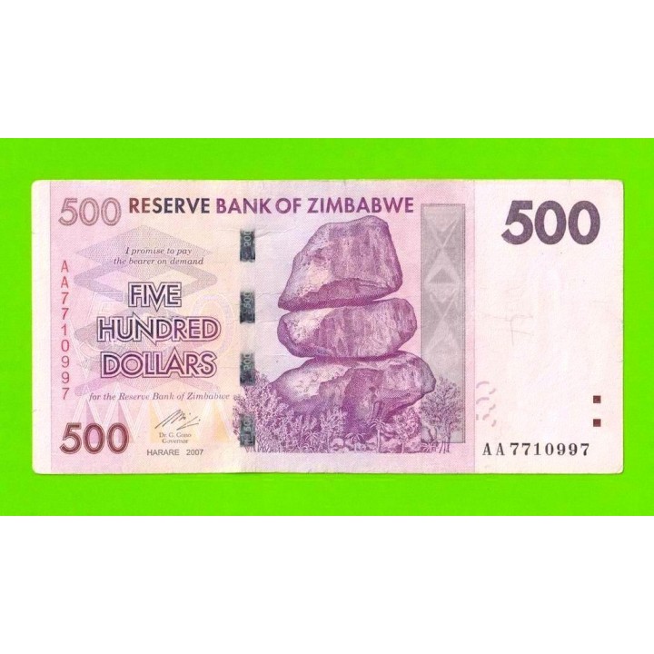 Зимбабве - 500 долларов - 2007 (AA)