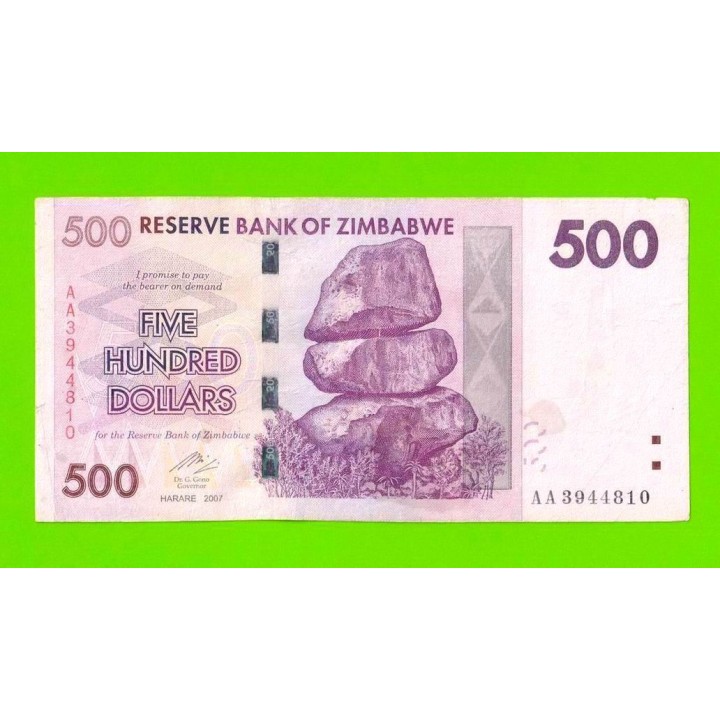 Зимбабве - 500 долларов - 2007 (AA)