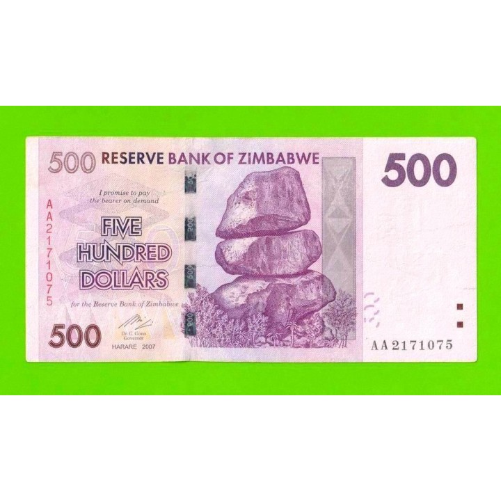 Зимбабве - 500 долларов - 2007 (AA)