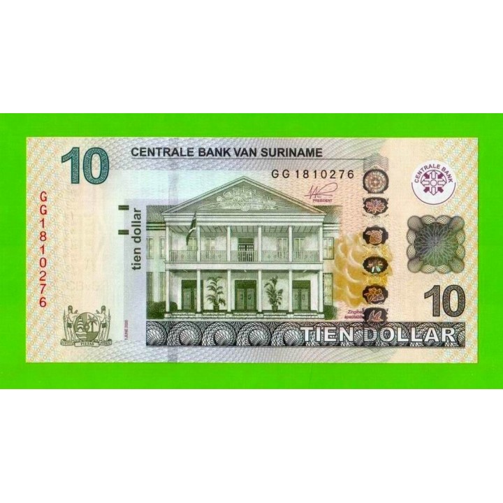 Суринам - 10 долларов - 2020 - UNC!!!