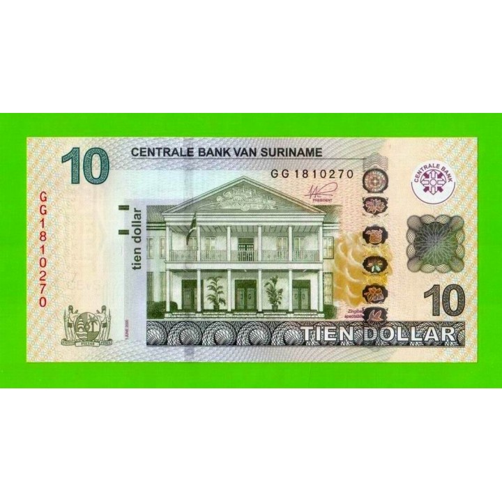 Суринам - 10 долларов - 2020 - UNC!!!