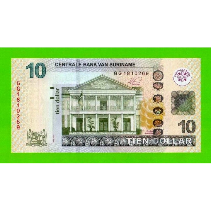 Суринам - 10 долларов - 2020 - UNC!!!