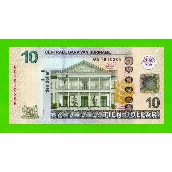 Суринам - 10 долларов - 2020 - UNC!!!
