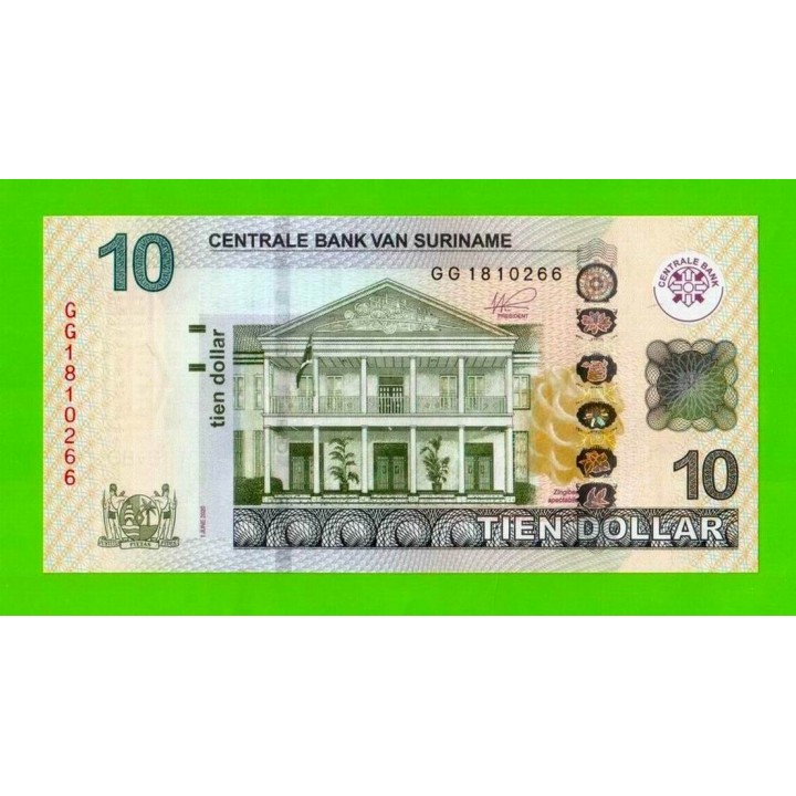 Суринам - 10 долларов - 2020 - UNC!!!
