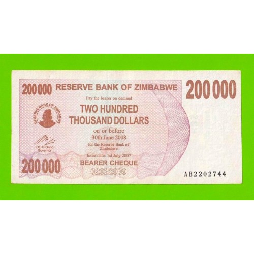 Зимбабве - 200000 долларов - 2007 (AB)