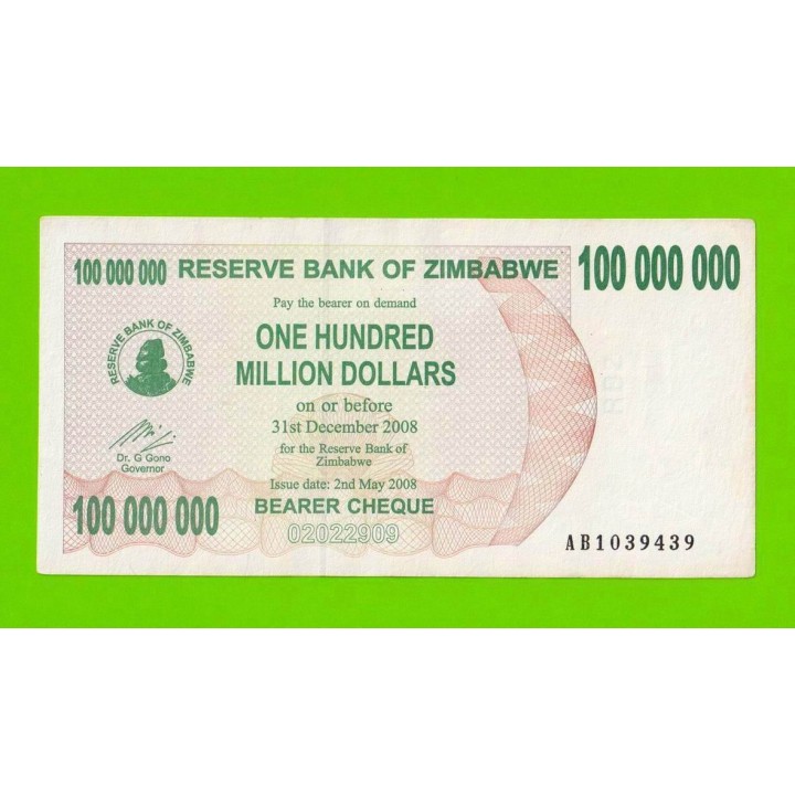 Зимбабве - 100000000 / 100 миллионов долларов - 2008 (AB)