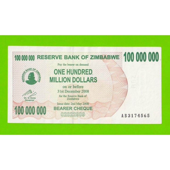 Зимбабве - 100000000 / 100 миллионов долларов - 2008 (AB)