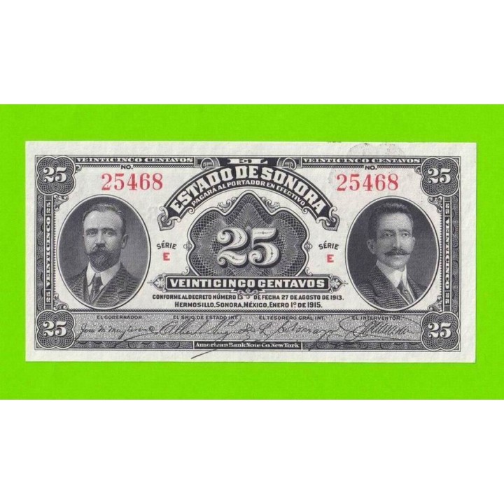 Мексика (Сонора) - 25 сентаво - 1915 - UNC!!!
