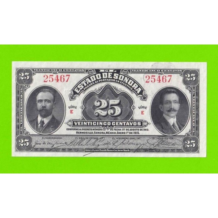 Мексика (Сонора) - 25 сентаво - 1915 - UNC!!!