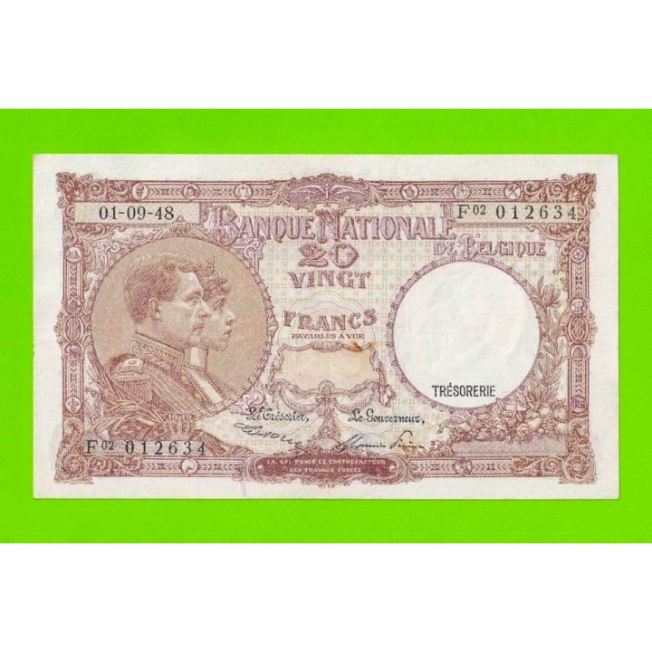 Бельгия - 20 франков - 1948 - XF+++!!!