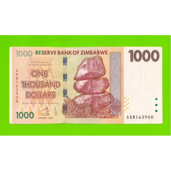 Зимбабве - 1000 долларов - 2007 (AB)