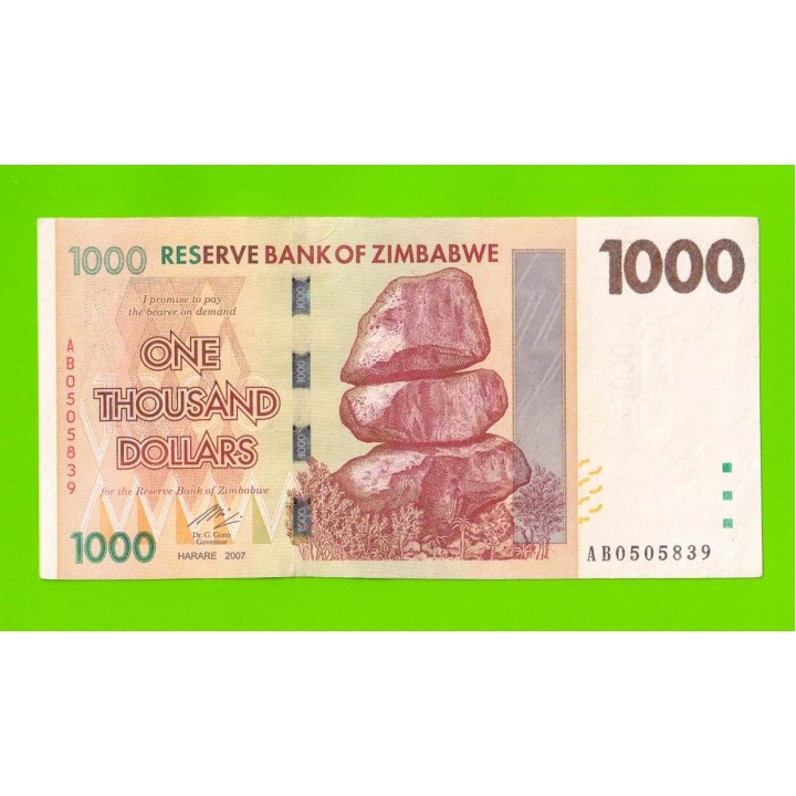 Зимбабве - 1000 долларов - 2007 (AB)