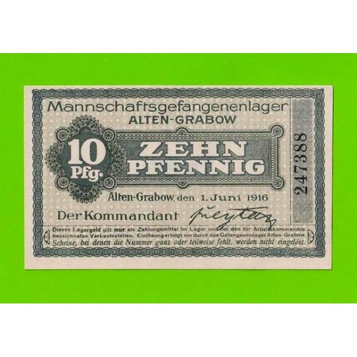 Германия, Альтенграбов (Alten-Grabow) - 10 пфеннигов - 1916 - Денежные знаки лагерей военнопленных