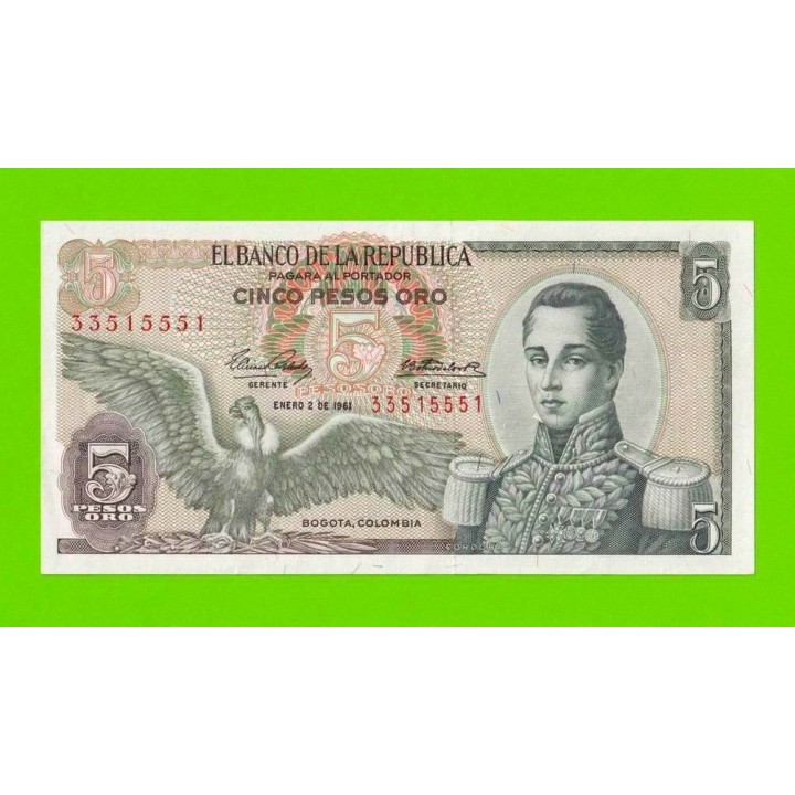 Колумбия - 5 песо - 1961 - XF+++!!!