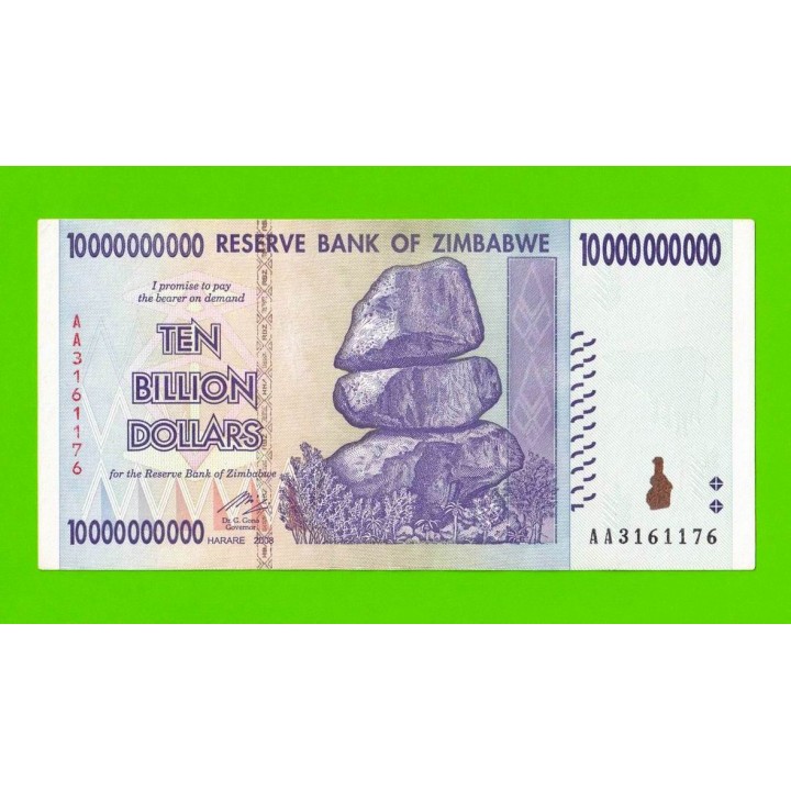 Зимбабве - 10000000000 / 10 миллиардов долларов - 2008 (AA)